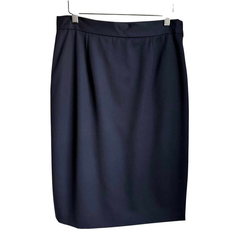 Les Copains Navy Wool Pencil Skirt Lined Made in Italy Sz 44
